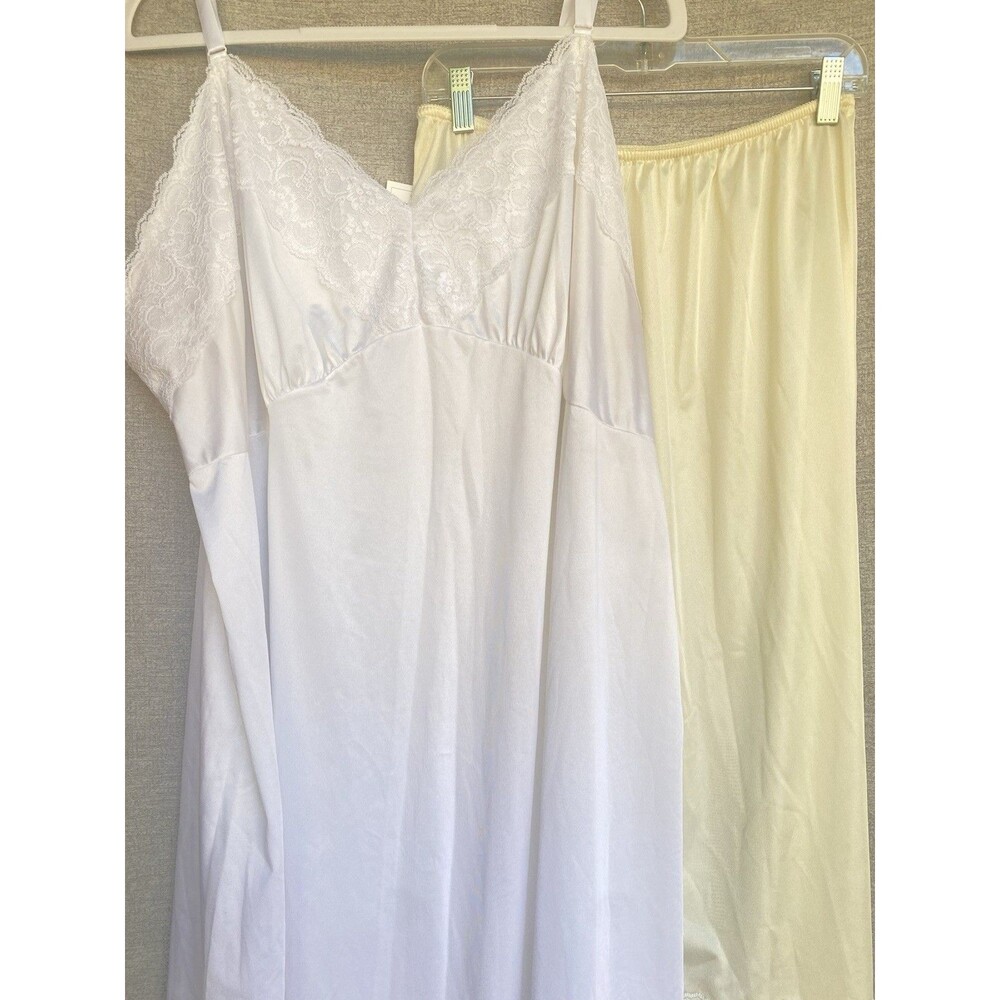 Velrose White Full Slip Dress 52 & Cream Half Slip Skirt 1x Lace Bridal Lot NWT
